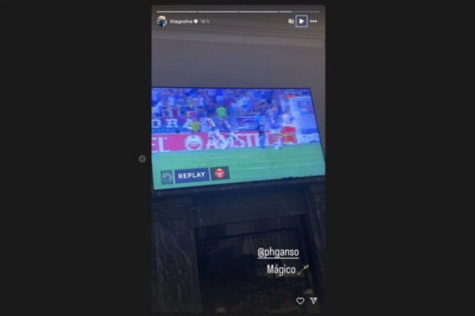 Thiago Silva comemora golaço de Marcelo e avisa que está voltando ao Fluminense -  (crédito: Foto: Reprodução/Instagram Thiago Silva)
