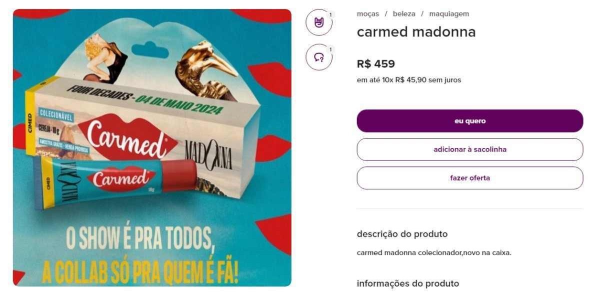 Itens da venda do show da Madonna