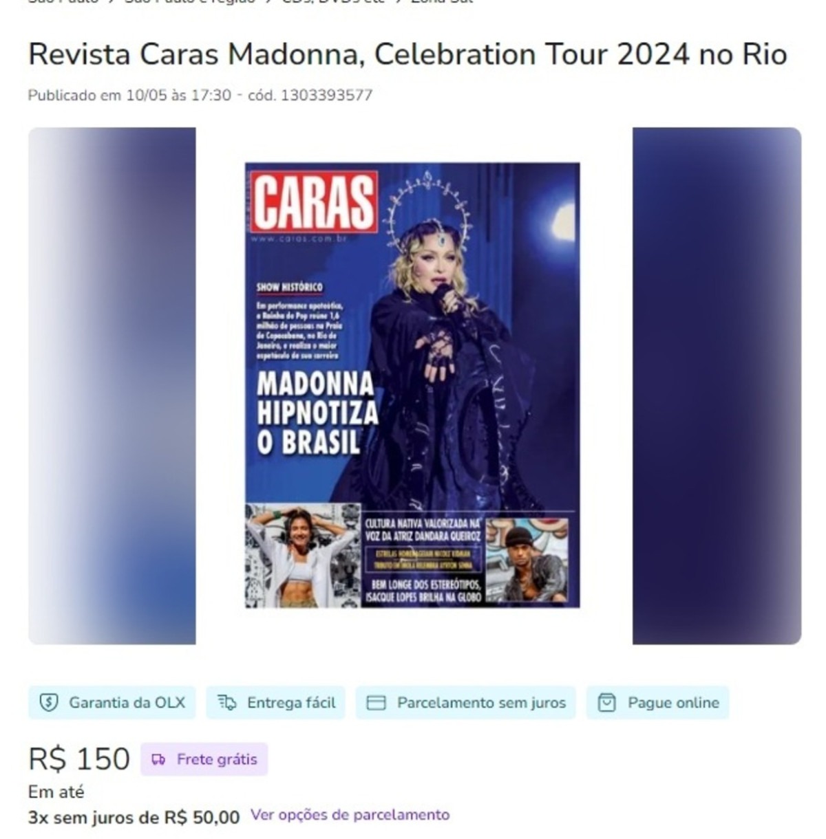 Itens da venda do show da Madonna