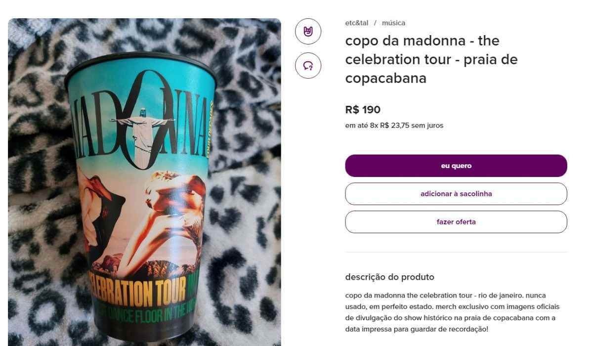 Itens da venda do show da Madonna