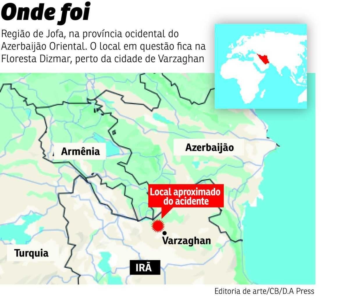 Mapa do local onde supostamente caiu o helic&oacute;ptero