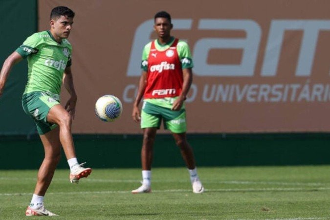 Bruno Rodrigues em ação com a camisa do Palmeiras -  (crédito: Foto: Cesar Greco/Palmeiras)