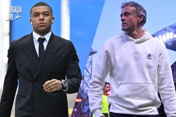 Relação entre Mbappé e Luis Enrique está cada vez mais abalada na reta final de passagem do atacante pelo PSG -  (crédito: Foto: Nicolas Tucat/AFP via Getty Images)