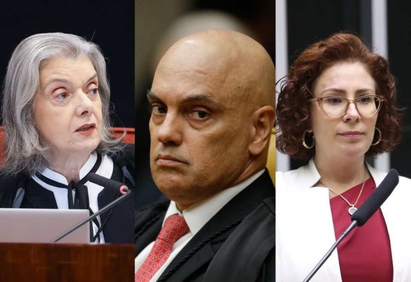 Na imagem, a ministra Cármen Lúcia, o ministro Alexandre de Moraes e a deputada federal Carla Zambelli (PL-SP) -  (crédito: Sergio Lima / AFP STF/Divulgação Zeca Ribeiro/Câmara dos Deputados)