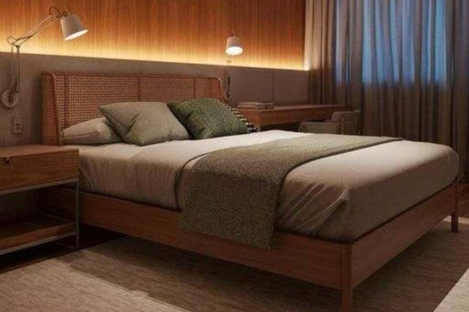 Os diferentes efeitos de iluminação 
trazem aconchego para o quarto e ajudam 
a desligar o corpo na hora de dormir -  (crédito: Reprodução/Pinterest)