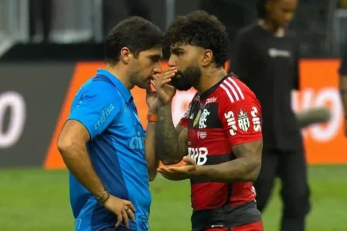 Abel Ferreira e Gabriel Barbosa: ídolos de barro do Palmeiras e do Flamengo não estão mais acima de qualquer suspeita -  (crédito: Reproduçào/Premiere)