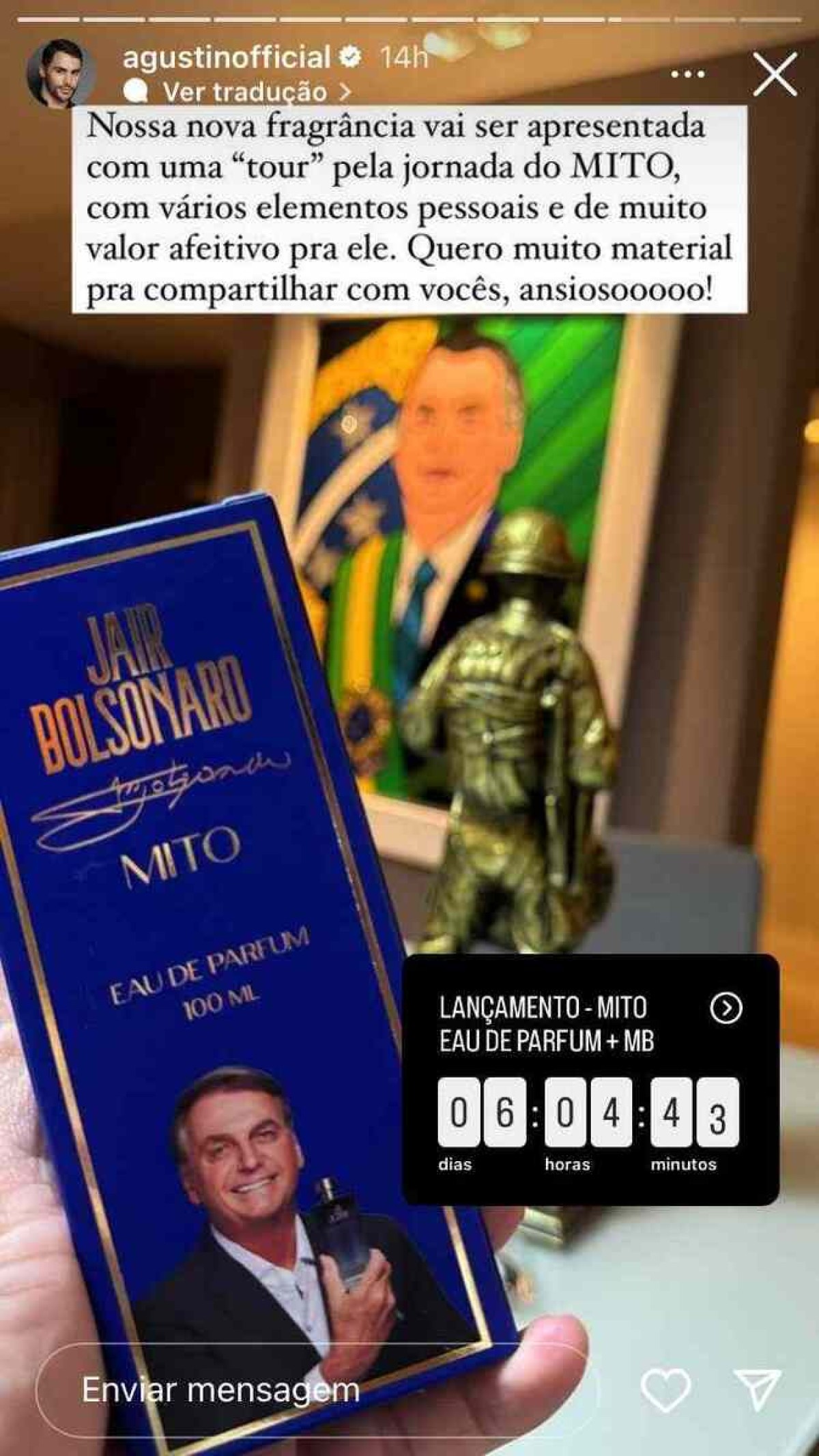 'Mito', novo perfume de Bolsonaro será lançado quinta-feira