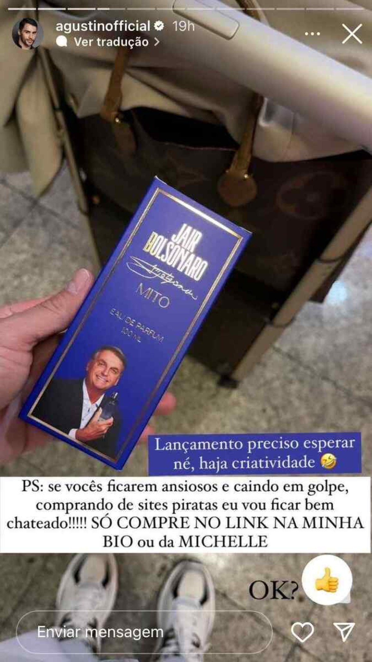 Novo perfume de Bolsonaro será lançado no dia 30/5
