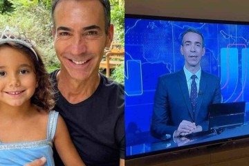 Filha de César Tralli viraliza ao ver o pai no JN - Reprodução