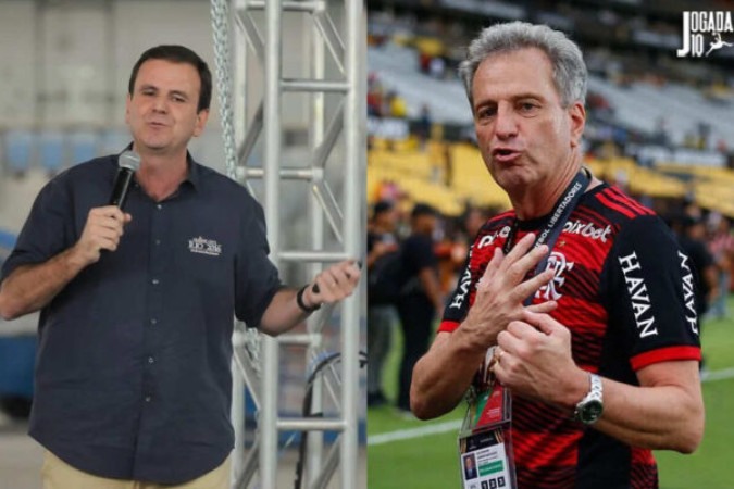 Prefeito do Rio arrancou risadas ao mostrar camisa do Vasco -  (crédito: Tânia Rêgo/Agência Brasil Gilvan de Souza/Flamengo)