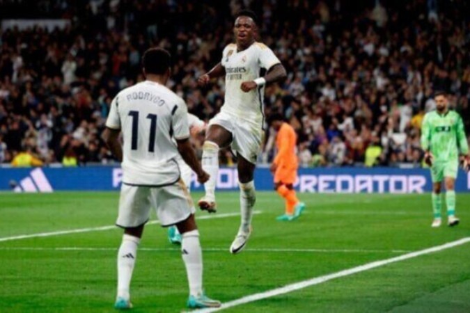 Vini Jr. e Rodrygo formam o atual ataque do Real Madrid -  (crédito: Víctor Carretero/Real Madrid)