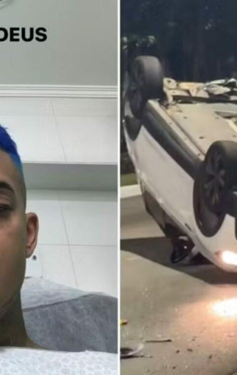 MC Brinquedo sofre acidente de carro e desabafa: ‘Milagre’ -  (crédito: Observatorio dos Famosos)