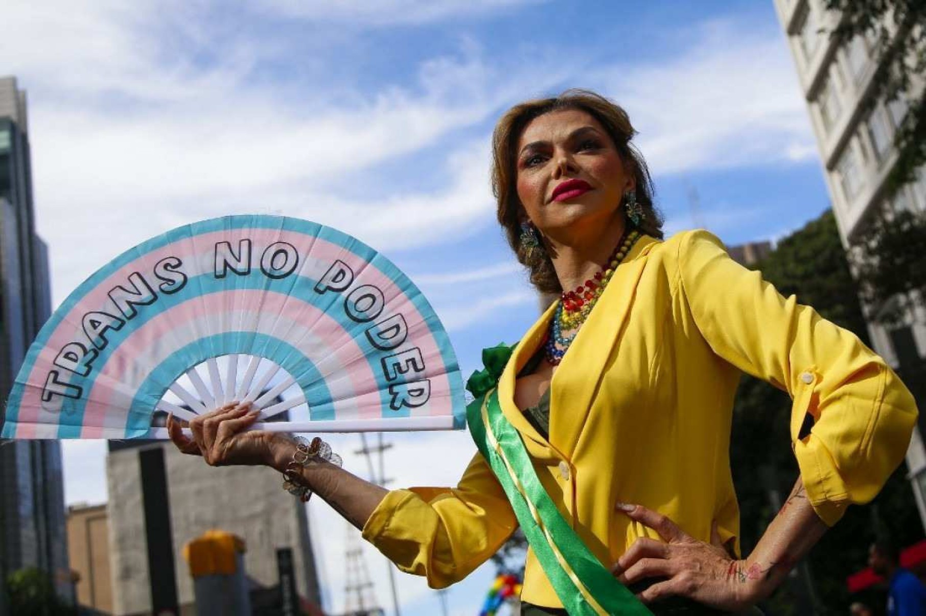 Foliã participa da 28ª Parada do Orgulho LGBT+ em São Paulo, Brasil, no dia 2 de junho de 2024. 