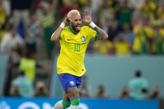 Neymar parabenizou companheiros após o título da Champions League  -  (crédito: Foto: Lucas Figueiredo/CBF)