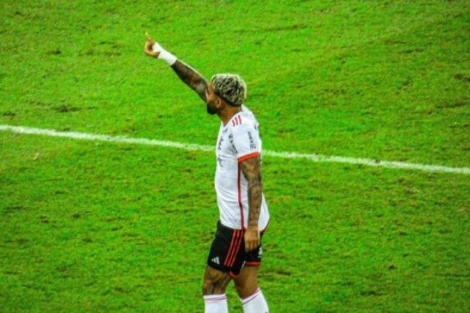 Gabigol comemora seu gol contra o Vasco -  (crédito: Foto: Lucas Bayer/Jogada10)