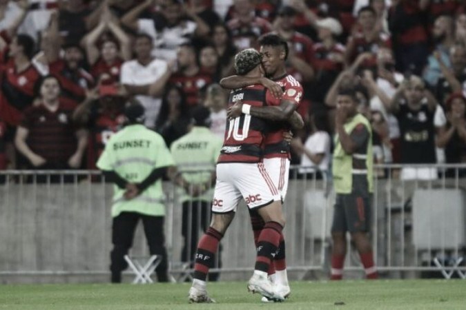 Gabigol comemorando um gol pelo Flamengo -  (crédito: Foto: Lucas Bayer / Jogada10)