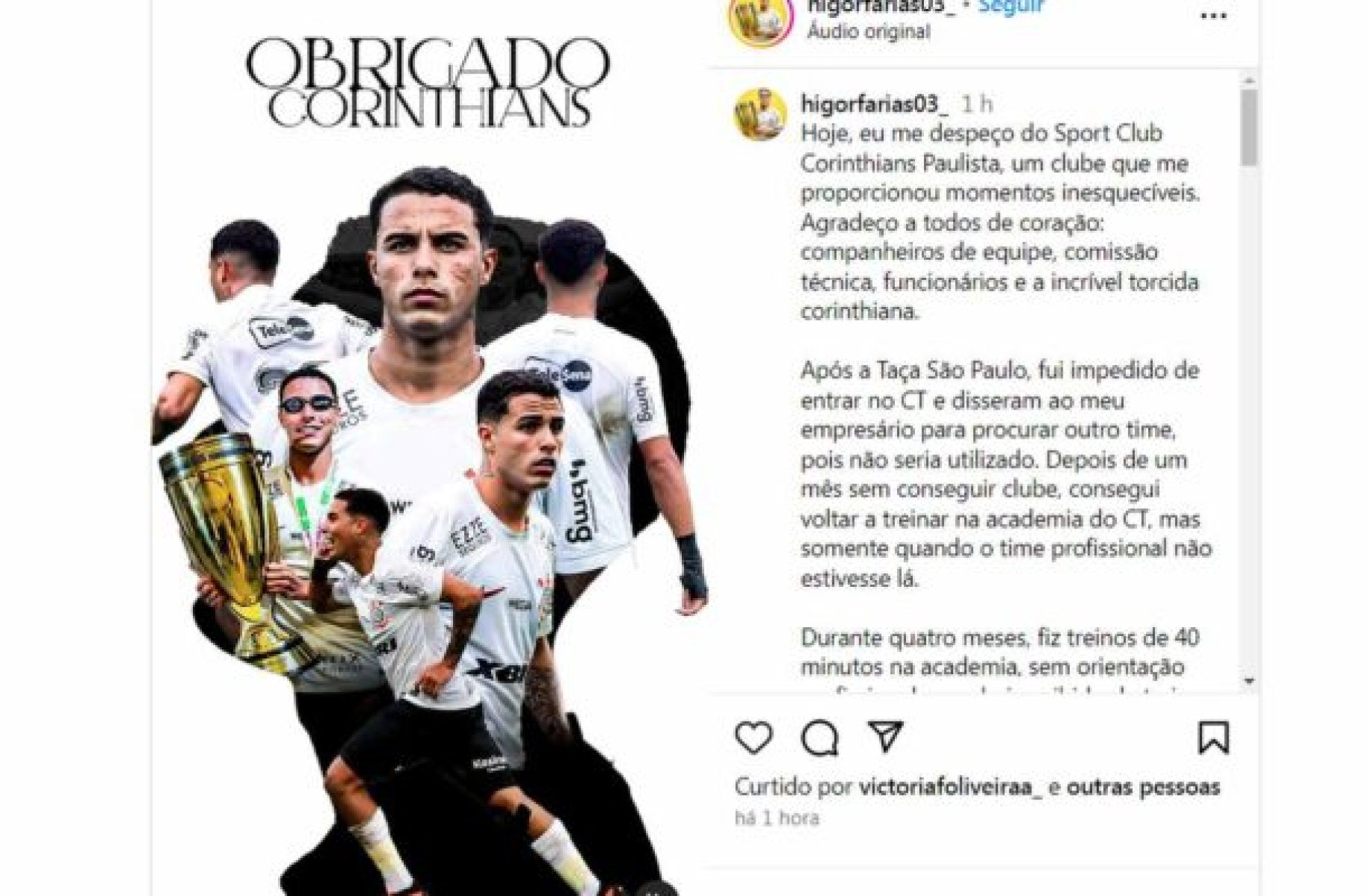 Campeão da Copinha deixa o Corinthians e detona a diretoria