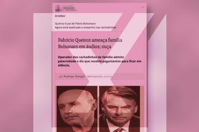 É uma sátira o post viral segundo o qual Fabrício Queiroz seria pai de Flávio Bolsonaro (PL-RJ) -  (crédito: Reprodução/Comprova)