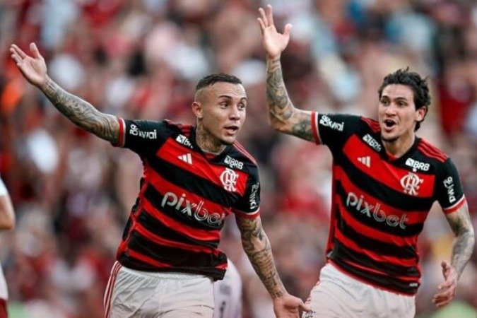 Cebolinha comemorando gol pelo Flamengo - (crédito: Foto: Divulgação/Flamengo) Cebolinha comemorando gol pelo Flamengo - (crédito: Foto: Divulgação/Flamengo)
