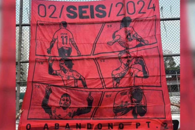 Bandeirão comemora a goleada por 6 a 1 do Flamengo sobre o Vasco  -  (crédito: Foto: Reprodução redes sociais)