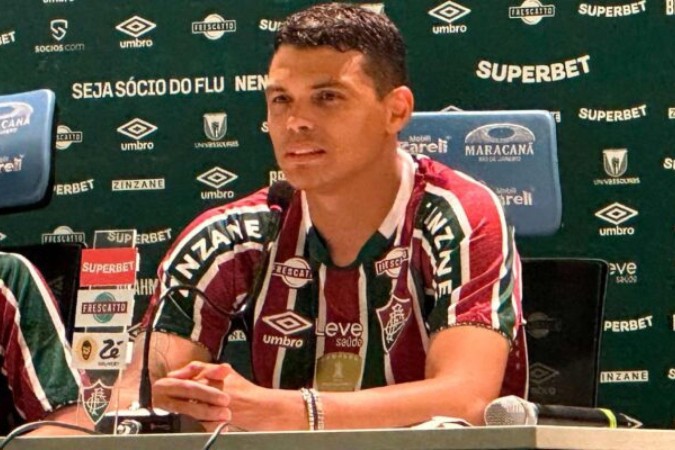 Thiago Silva em sua apresentação pelo Fluminense -  (crédito: Foto: Lucas Bayer / Jogada 10)