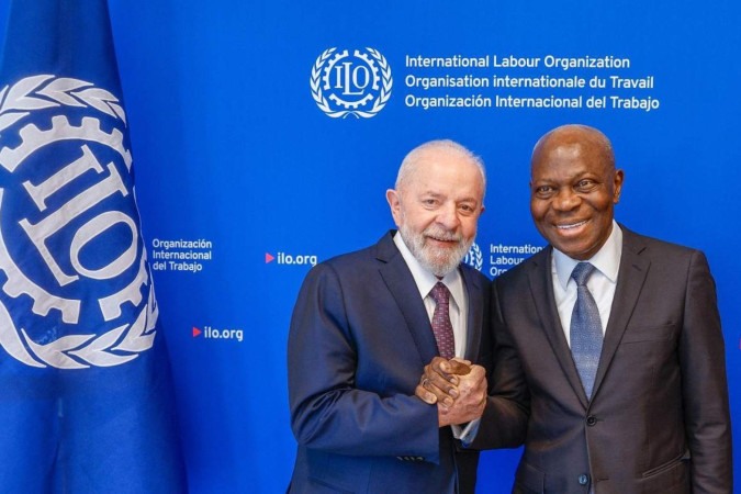 Além de discursar em Conferência da Organização Internacional do Trabalho (OIT), Lula se reuniu com o presidente da OIT, Gilbert Houngbo -  (crédito: Ricardo Stuckert)