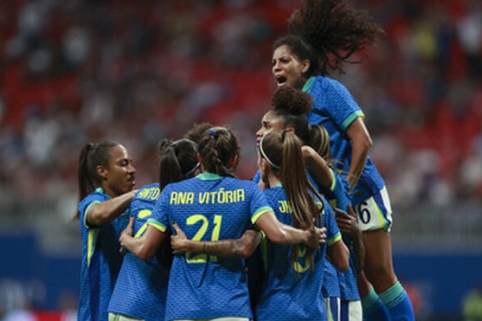 Seleção Brasileira Feminina celebre gol sobre a Jamaica na última data Fifa -  (crédito: Foto: Lívia Villas Boas / CBF)