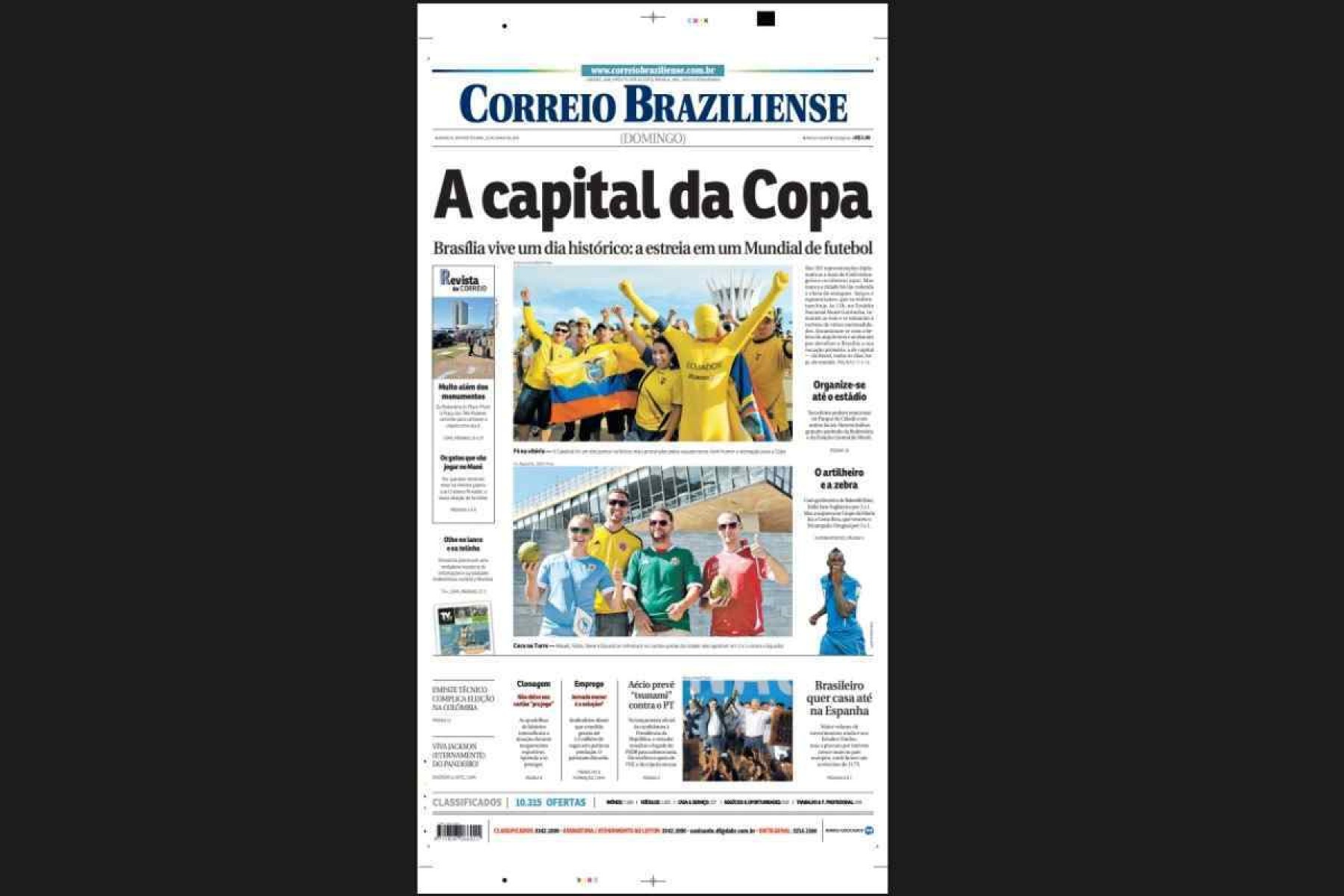 Capa do Correio Braziliense de 15 de junho de 2014 com a manchete 