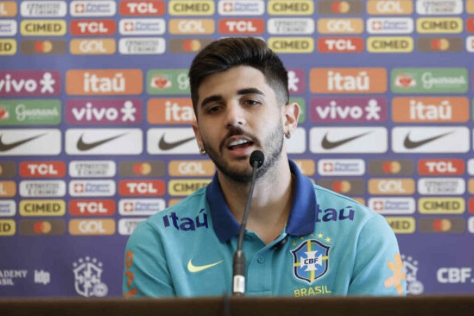 Beraldo responde a jornalistas em coletiva da Seleção Brasileira -  (crédito:  RAFAEL RIBEIRO/CBF....)