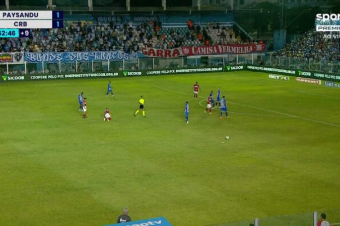 Paysandu e CRB mediram forças nesta terça-feira, em Belém do Pará -  (crédito: Foto: Reprodução/Sportv)