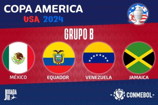 México, Equador, Venezuela e Jamaica estão no Grupo B da Copa América de 2024 - Foto: Jogada 10 -  (crédito: Foto: Jogada 10)