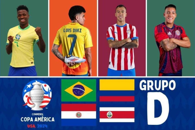 Brasil quer 10º título de Copa América e começa campanha no grupo D, com Colômbia, Paraguai e Costa Rica -  (crédito: Conmebol/Divulgação - Arte: Arthur Ribeiro)