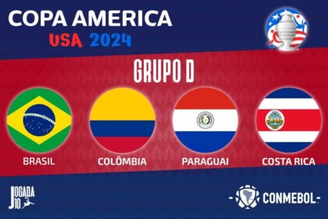 Brasil é o cabeça de chave do Grupo D. Colômbia, Paraguai e Costa Rica prometem dar trabalho - Foto: Jogada 10 -  (crédito: Foto: Jogada 10)