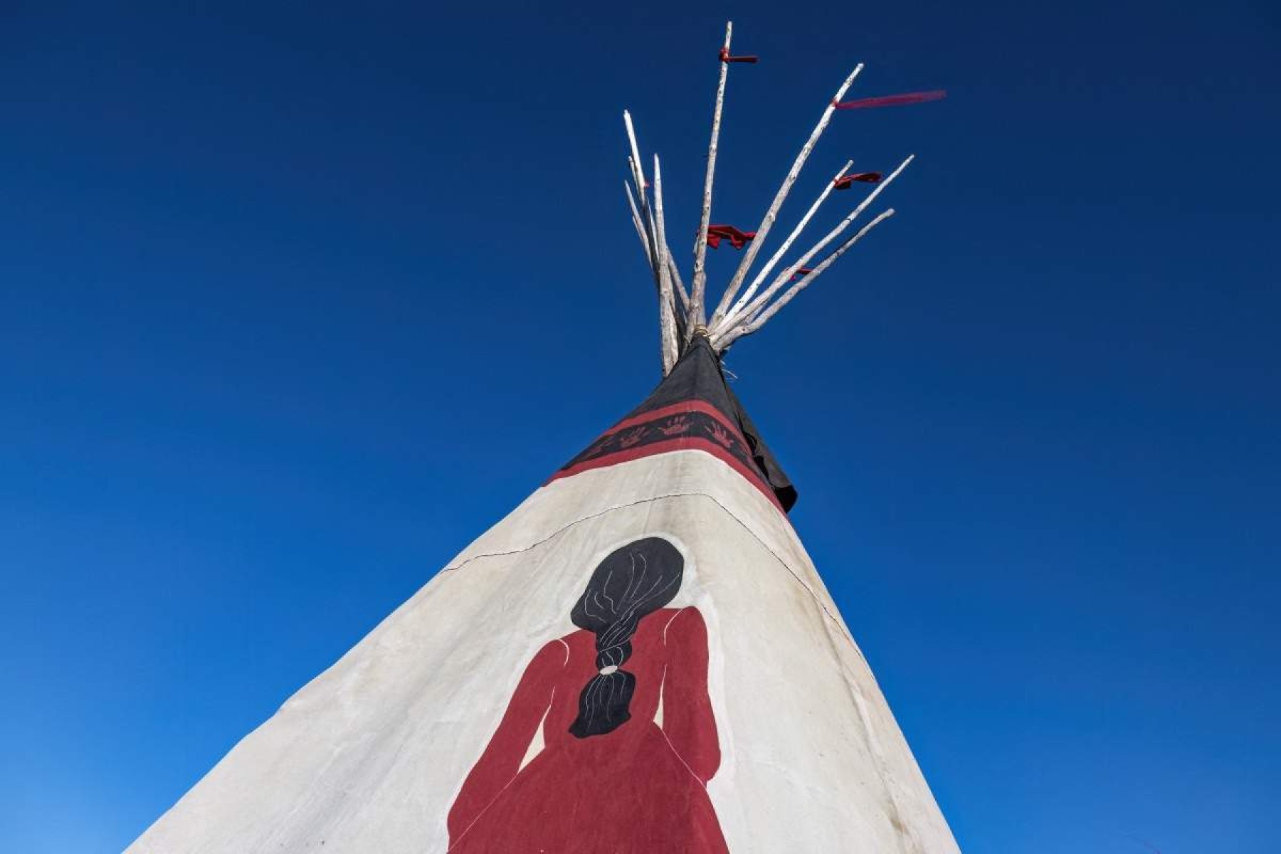  A ceremonial tepee is set up in honor of slain Morgan Harris and other Missing and Murdered Indigenous Women, at 