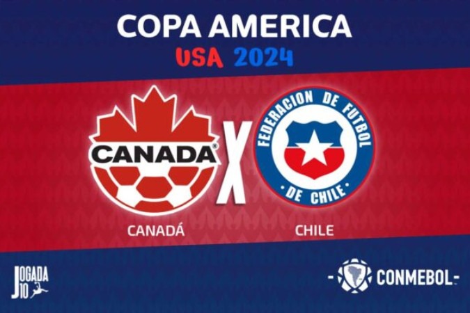 Canadá enfrenta o Chile pelo Grupo A e se garante nas quartas da Copa América se vencer. Chile só tem chance em caso de vitória. -  (crédito: Foto: Arte Jogada10)