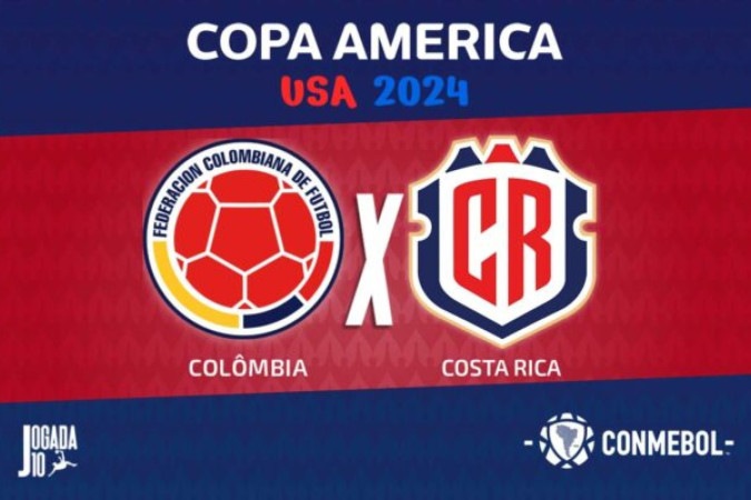 Colômbia enfrenta a Costa Rica e, se vencer, garante vaga nas quartas de final da Copa América -  (crédito: Foto: Arte Jogada10)