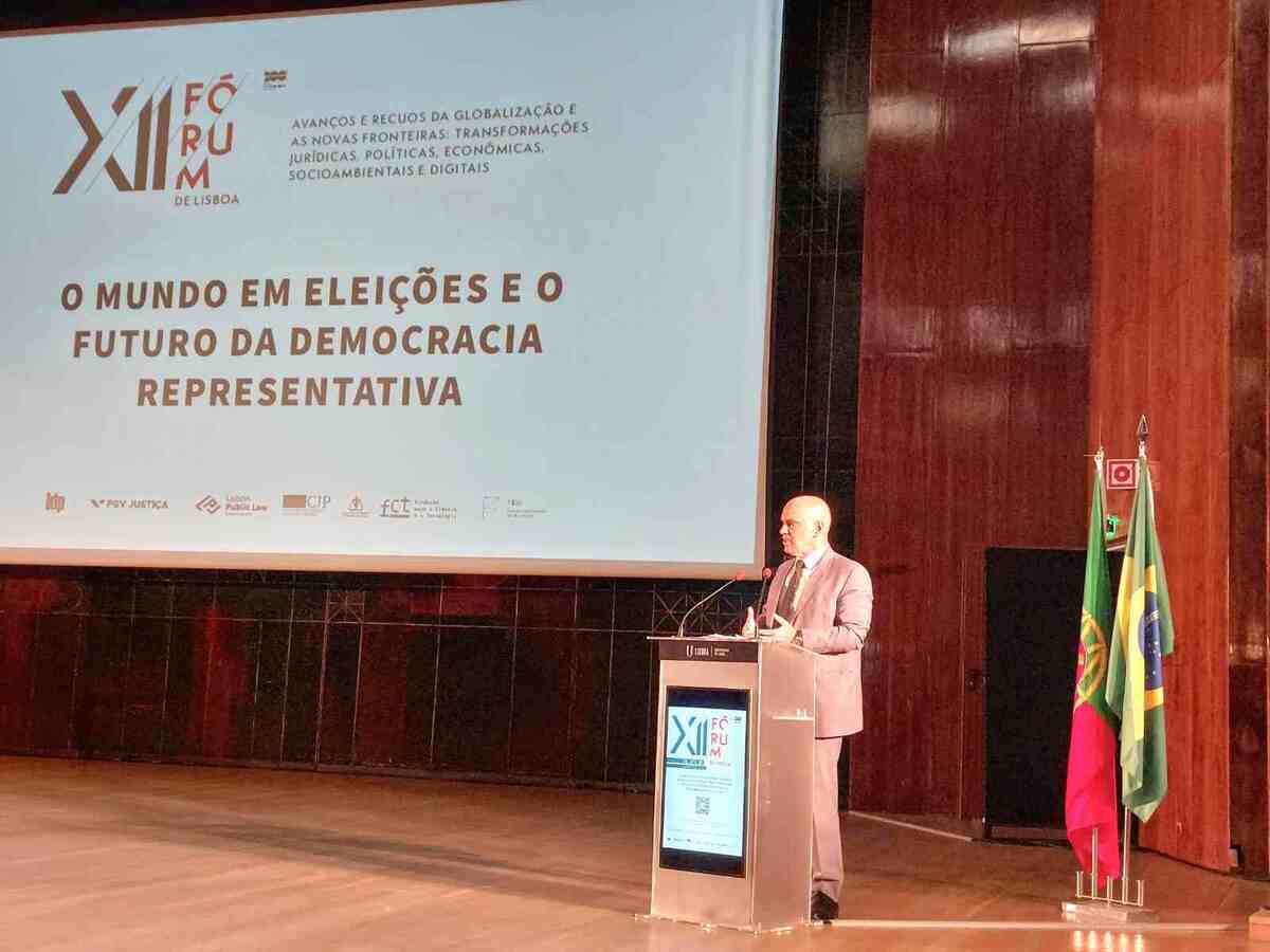 Alexandre de Moraes falou sobre democracia e regulamentação das redes sociais no 12º Fórum de Lisboa -  (crédito: Mariana Niederauer/CB/D.A Press)