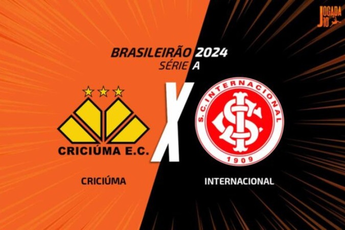 Criciúma e Internacional se enfrentam pela 13ª rodada do Campeonato Brasileiro  -  (crédito:  - Foto: Arte/Jogada10)