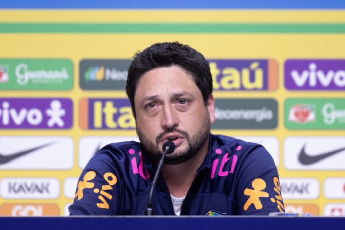 Arthur Elias durante coletiva de imprensa da Seleção -  (crédito: Foto: Thais Magalhães/CBF)