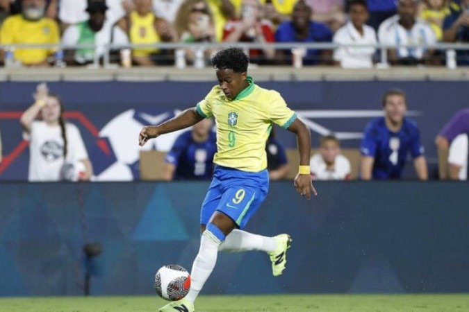 Endrick em ação pela Seleção Brasileira - (crédito: Foto: Rafael Ribeiro/CBF) Endrick em ação pela Seleção Brasileira - (crédito: Foto: Rafael Ribeiro/CBF)