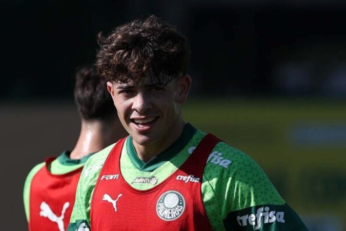  O jogador Agust..n Giay, da SE Palmeiras, durante treinamento, na Academia de Futebol. (Foto: Cesar Greco/Palmeiras/by Canon)
     -  (crédito:  CESAR GRECO)