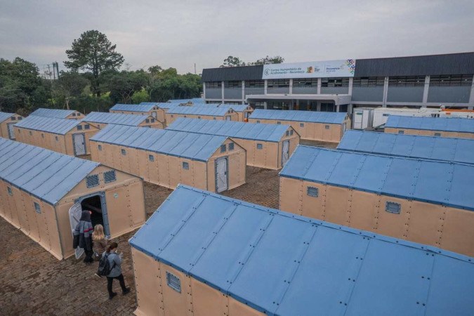 A Agência da ONU para Refugiados (Acnur) doou as casas modulares e o Exército Brasileiro auxiliou na montagem dessas unidades -  (crédito: Joel Vargas/GVG)