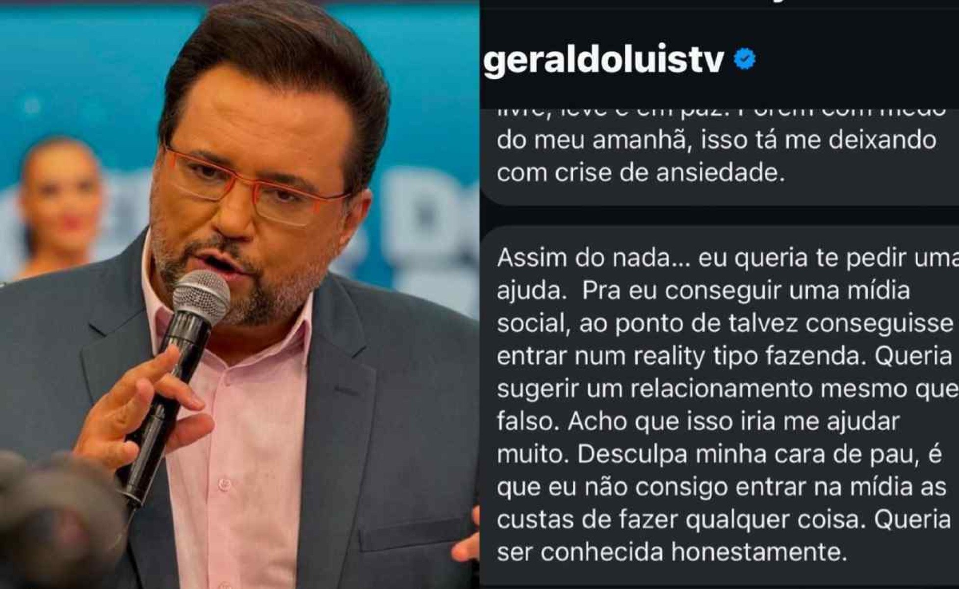 Geraldo Luís se pronuncia sobre suposta denúncia de assédio e mostra prints