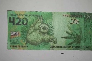Uma nota de R$ 420 já foi encontrada em outra abordagem policial em agosto de 2022 -  (crédito: Divulgação/Polícia Militar do Paraná)