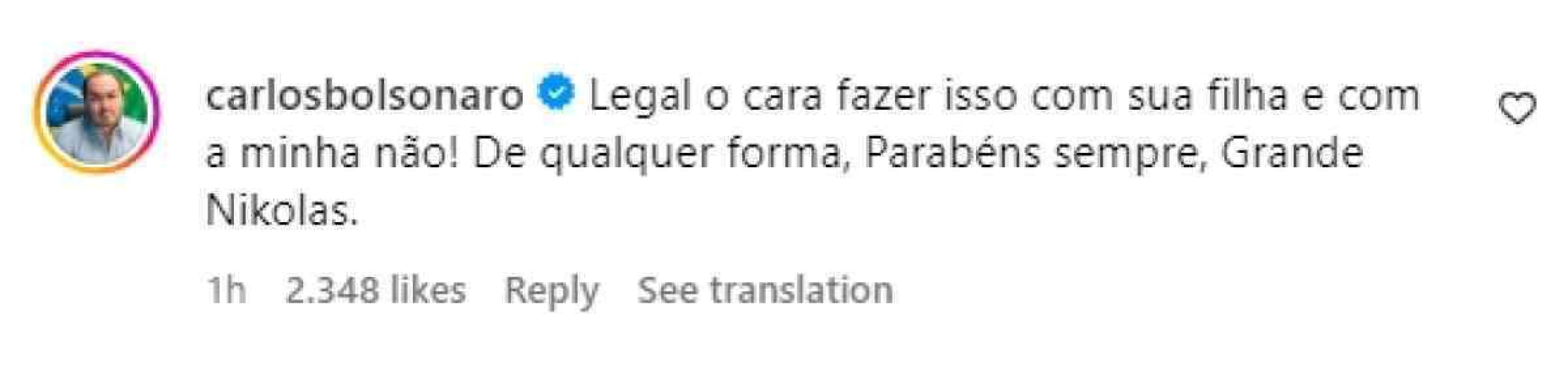 Carlos Bolsonaro parece no ter gostado do registro