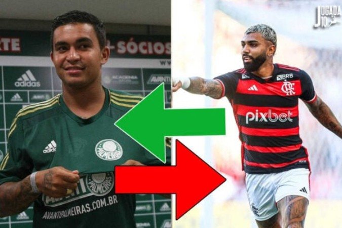 Palmeiras propõe troca entre Dudu e Gabigol ao Flamengo -  (crédito: Fotos: Cesar Greco/Palmeiras; Gilvan de Souza/CRF)