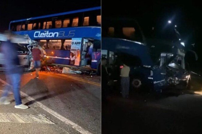 Registro do acidente de van com torcedores do Corinthians e ônibus na BR-262 - (crédito: Foto: Redes Sociais/Reprodução) Registro do acidente de van com torcedores do Corinthians e ônibus na BR-262 - (crédito: Foto: Redes Sociais/Reprodução)