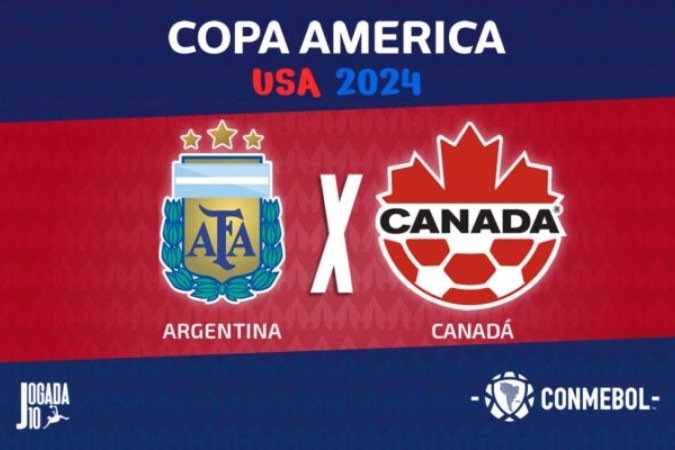 Atual campeã, a Argentina busca vaga na final da Copa América contra o estreante Canadá, azarão da competição -  (crédito: Foto: Arte Jogada10)