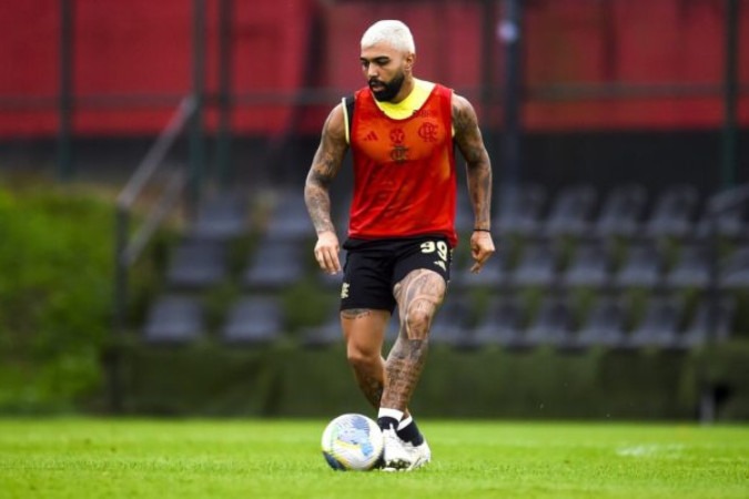 Gabigol posta imagem em treino do Flamengo  -  (crédito: Foto: Divulgação/Twitter Gabriel Barbosa)