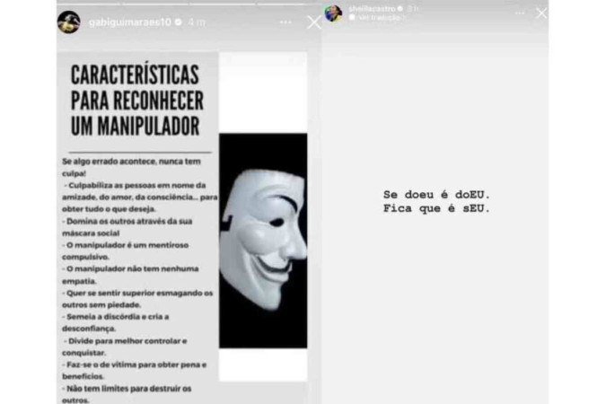 Troca de farpas entre Sheilla e Gabi no Instagram